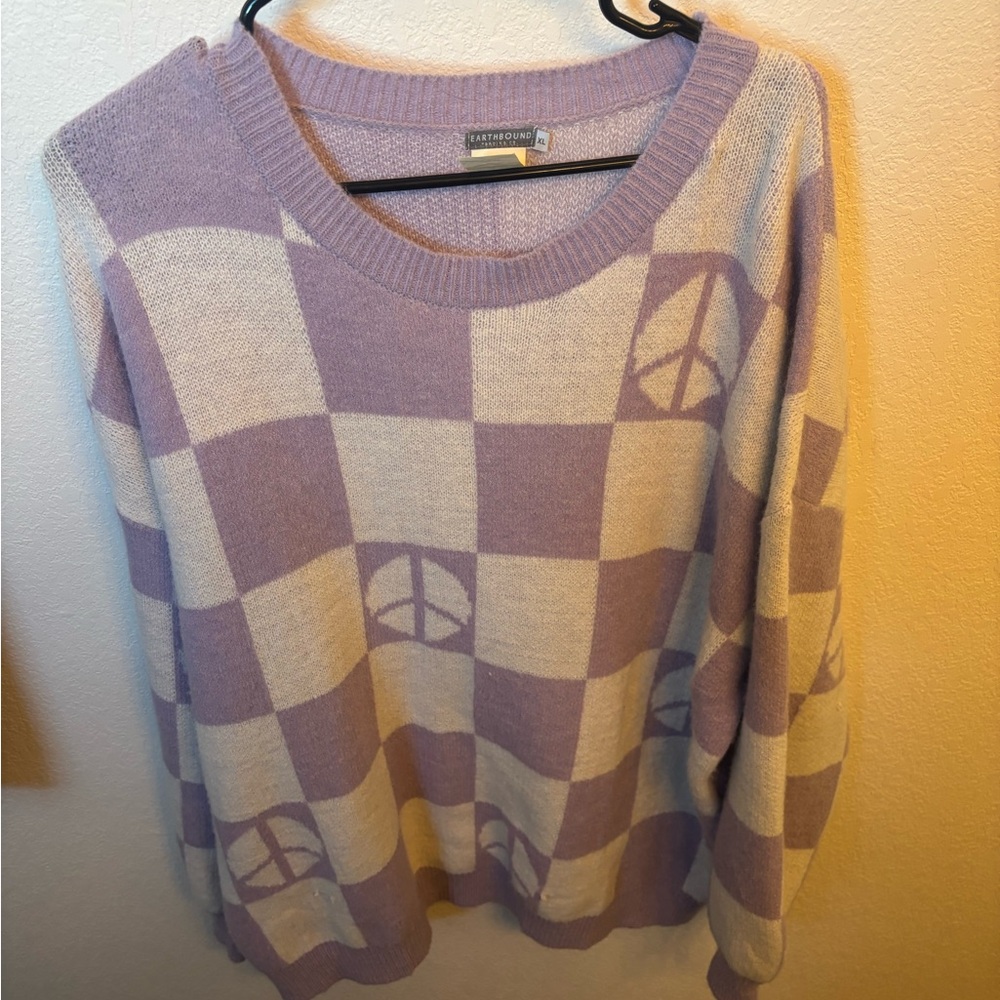 EARTHBOUND Purple and Cream Peace Sweater